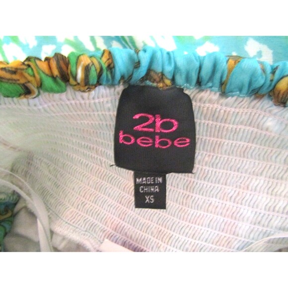 2B Bebe Monique Maxi Dress Belted Halter Top Lined Blue Green NWT Size XS - Picture 7 of 9